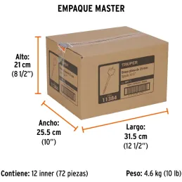 Broca Mecha Plana 1" x15cm Z1/4 Truper 11384 Truper-Broca Mecha Plana 1" x15cm Z1/4 Truper 11384 Punta triscada 2X mayor velocid