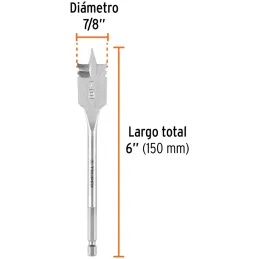 Broca Mecha Plana 7/8" x15cm Z1/4 Truper 11381 Truper-Broca Mecha Plana 7/8" x15cm Z1/4 Truper 11381 Punta triscada 2X mayor vel