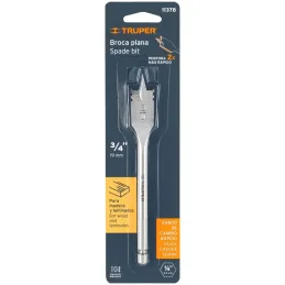 Broca Mecha Plana 3/4" x15cm Z1/4 Truper 11378 Truper-Broca Mecha Plana 3/4" x15cm Z1/4 Truper 11378 Punta triscada 2X mayor vel