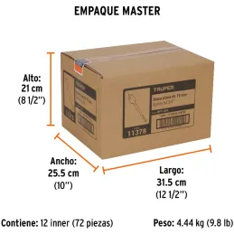 Broca Mecha Plana 3/4" x15cm Z1/4 Truper 11378 Truper-Broca Mecha Plana 3/4" x15cm Z1/4 Truper 11378 Punta triscada 2X mayor vel