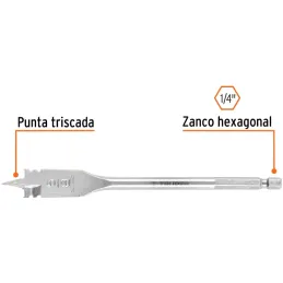 Broca Mecha Plana 5/8" x15cm Z1/4 Truper 11375 Truper-Broca Mecha Plana 5/8" x15cm Z1/4 Truper 11375 Punta triscada 2X mayor vel
