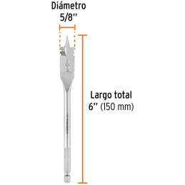 Broca Mecha Plana 5/8" x15cm Z1/4 Truper 11375 Truper-Broca Mecha Plana 5/8" x15cm Z1/4 Truper 11375 Punta triscada 2X mayor vel