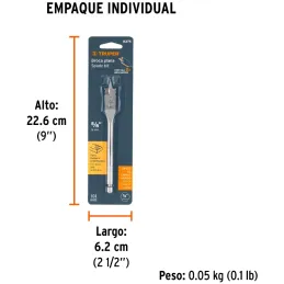 Broca Mecha Plana 5/8" x15cm Z1/4 Truper 11375 Truper-Broca Mecha Plana 5/8" x15cm Z1/4 Truper 11375 Punta triscada 2X mayor vel