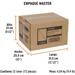 Broca Mecha Plana 5/8" x15cm Z1/4 Truper 11375 Truper-Broca Mecha Plana 5/8" x15cm Z1/4 Truper 11375 Punta triscada 2X mayor vel