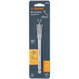 Broca Mecha Plana 1/2" x15cm Z1/4 Truper 11372 Truper-Broca Mecha Plana 1/2" x15cm Z1/4 Truper 11372 Punta triscada 2X mayor vel