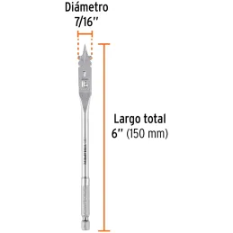 Broca Mecha Plana 7/16" x15cm Z1/4 Truper 11369 Truper-Broca Mecha Plana 7/16" x15cm Z1/4 Truper 11369 Punta triscada 2X mayor v