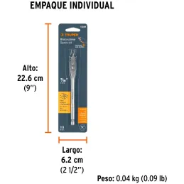 Broca Mecha Plana 7/16" x15cm Z1/4 Truper 11369 Truper-Broca Mecha Plana 7/16" x15cm Z1/4 Truper 11369 Punta triscada 2X mayor v