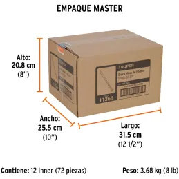 Broca Mecha Plana 3/8" x15cm Z1/4 Truper 11366 Truper-Broca Mecha Plana 3/8" x15cm Z1/4 Truper 11366 Punta triscada 2X mayor vel