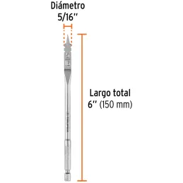 Broca Mecha Plana 5/16" x15cm Z1/4 Truper 11363 Truper-Broca Mecha Plana 5/16" x15cm Z1/4 Truper 11363 Punta triscada 2X mayor v
