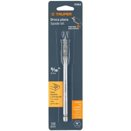 Broca Mecha Plana 5/16" x15cm Z1/4 Truper 11363 Truper-Broca Mecha Plana 5/16" x15cm Z1/4 Truper 11363 Punta triscada 2X mayor v