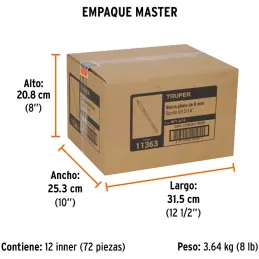 Broca Mecha Plana 5/16" x15cm Z1/4 Truper 11363 Truper-Broca Mecha Plana 5/16" x15cm Z1/4 Truper 11363 Punta triscada 2X mayor v