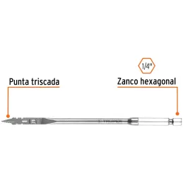 Broca Mecha Plana 1/4" x15cm Z1/4 Truper 11360 Truper-Broca Mecha Plana 1/4" x15cm Z1/4 Truper 11360 Punta triscada 2X mayor vel