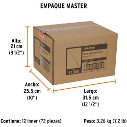 Broca Mecha Plana 1/4" x15cm Z1/4 Truper 11360 Truper-Broca Mecha Plana 1/4" x15cm Z1/4 Truper 11360 Punta triscada 2X mayor vel
