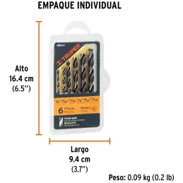 Juego de Brocas para Madera 6 Piezas Truper 11337 Truper-Juego de Brocas para Madera 6 Piezas Truper 11337 Punta centradora para