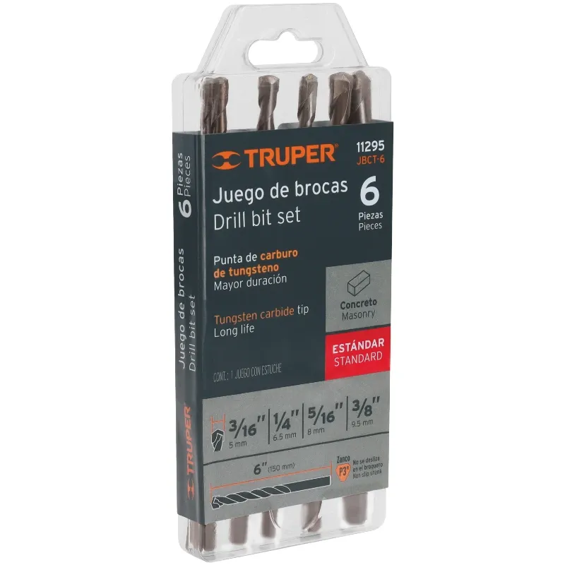 Juego de Brocas para Concreto 6 Piezas Truper 11295 Truper-Juego de Brocas para Concreto 6 Piezas Truper 11295 Cuerpo de acero a