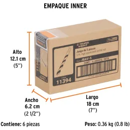 Juego de Brocas para metal 5 Piezas de Alta Velocidad Turbo Steel, JBAV-5 11394 Truper Truper-Juego de Brocas para metal 5 Pieza
