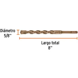 Brocas SDS Plus 5/8" x8" Concreto Truper 11284 Truper-Brocas SDS Plus 5/8" x8" Concreto Truper 11284 Para perforaciones en concr