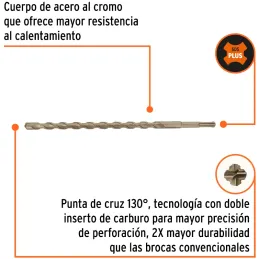 Brocas SDS Plus 9/16" x12" Concreto Truper 11274 Truper-Brocas SDS Plus 9/16" x12" Concreto Truper 11274 Para perforaciones en c
