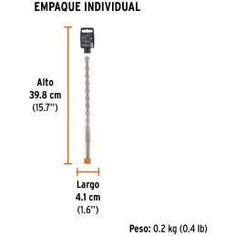 Brocas SDS Plus 9/16" x12" Concreto Truper 11274 Truper-Brocas SDS Plus 9/16" x12" Concreto Truper 11274 Para perforaciones en c