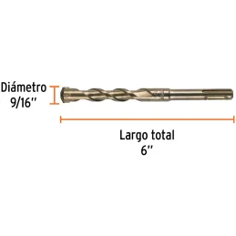 Brocas SDS Plus 9/16" x6" Concreto Truper 11273 Truper-Brocas SDS Plus 9/16" x6" Concreto Truper 11273 Para perforaciones en con
