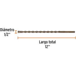 Brocas SDS Plus 1/2" x12" Concreto Truper 11281 Truper-Brocas SDS Plus 1/2" x12" Concreto Truper 11281 Para perforaciones en con