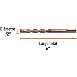 Brocas SDS Plus 1/2" x6" Concreto Truper 11279 Truper-Brocas SDS Plus 1/2" x6" Concreto Truper 11279 Para perforaciones en concr