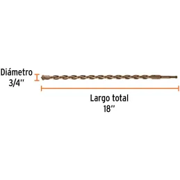 Brocas SDS Plus 3/4" x18" Concreto Truper 11267 Truper-Brocas SDS Plus 3/4" x18" Concreto Truper 11267 Para perforaciones en con