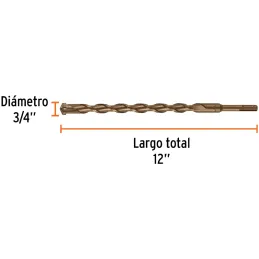 Brocas SDS Plus 3/4" x12" Concreto Truper 11287 Truper-Brocas SDS Plus 3/4" x12" Concreto Truper 11287 Para perforaciones en con