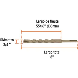 Brocas SDS Plus 3/4" x8" Concreto Truper 11286 Truper-Brocas SDS Plus 3/4" x8" Concreto Truper 11286 Para perforaciones en concr