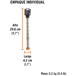 Brocas SDS Plus 3/4" x8" Concreto Truper 11286 Truper-Brocas SDS Plus 3/4" x8" Concreto Truper 11286 Para perforaciones en concr