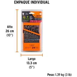 Juego de Brocas para metal 29 Piezas de Alta Velocidad Turbo Steel, DESP-BAV-29C 50004 Truper Truper-Juego de Brocas para metal 