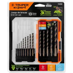 Juego de Brocas para metal 13 Piezas de Alta Velocidad Turbo Steel, JBAV-13 11402 Truper Truper-Juego de Brocas para metal 13 Pi