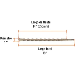 Brocas SDS Plus 1" x18" Concreto Truper 11290 Truper-Brocas SDS Plus 1" x18" Concreto Truper 11290 Para perforaciones en concret