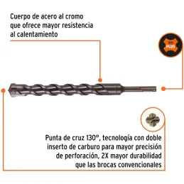 Brocas SDS Plus 1" x10" Concreto Truper 11289 Truper-Brocas SDS Plus 1" x10" Concreto Truper 11289 Para perforaciones en concret
