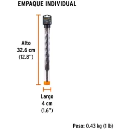 Brocas SDS Plus 1" x10" Concreto Truper 11289 Truper-Brocas SDS Plus 1" x10" Concreto Truper 11289 Para perforaciones en concret