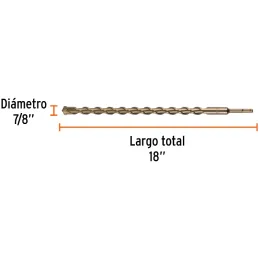 Brocas SDS Plus 7/8" x18" Concreto Truper 11260 Truper-Brocas SDS Plus 7/8" x18" Concreto Truper 11260 Para perforaciones en con
