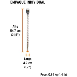Brocas SDS Plus 7/8" x18" Concreto Truper 11260 Truper-Brocas SDS Plus 7/8" x18" Concreto Truper 11260 Para perforaciones en con