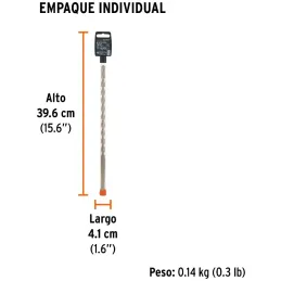 Brocas SDS Plus 7/16" x12" Concreto Truper 11271 Truper-Brocas SDS Plus 7/16" x12" Concreto Truper 11271 Para perforaciones en c