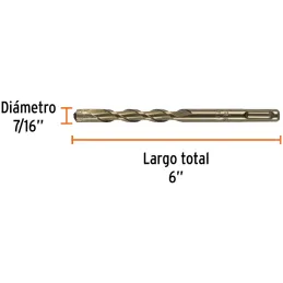 Brocas SDS Plus 7/16" x6" Concreto Truper 11278 Truper-Brocas SDS Plus 7/16" x6" Concreto Truper 11278 Para perforaciones en con