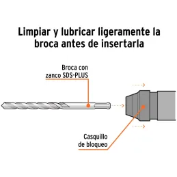 Brocas SDS Plus 7/16" x6" Concreto Truper 11278 Truper-Brocas SDS Plus 7/16" x6" Concreto Truper 11278 Para perforaciones en con