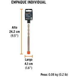 Brocas SDS Plus 7/16" x6" Concreto Truper 11278 Truper-Brocas SDS Plus 7/16" x6" Concreto Truper 11278 Para perforaciones en con