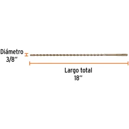 Brocas SDS Plus 3/8" x18" Concreto Truper 11277 Truper-Brocas SDS Plus 3/8" x18" Concreto Truper 11277 Para perforaciones en con