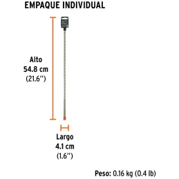 Brocas SDS Plus 3/8" x18" Concreto Truper 11277 Truper-Brocas SDS Plus 3/8" x18" Concreto Truper 11277 Para perforaciones en con