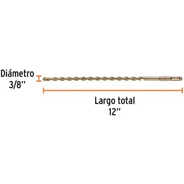 Brocas SDS Plus 3/8" x12" Concreto Truper 11275 Truper-Brocas SDS Plus 3/8" x12" Concreto Truper 11275 Para perforaciones en con