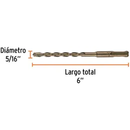 Brocas SDS Plus 5/16" x6" Concreto Truper 11269 Truper-Brocas SDS Plus 5/16" x6" Concreto Truper 11269 Para perforaciones en con