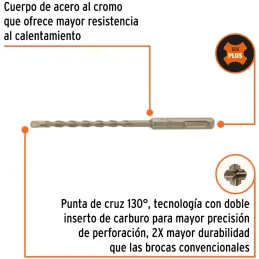 Brocas SDS Plus 1/4" x6" Concreto Truper 11264 Truper-Brocas SDS Plus 1/4" x6" Concreto Truper 11264 Para perforaciones en concr