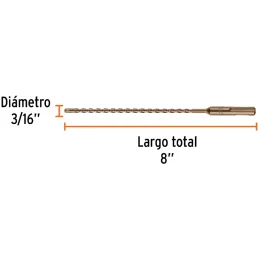 Brocas SDS Plus 3/16" x8" Concreto Truper 11261 Truper-Brocas SDS Plus 3/16" x8" Concreto Truper 11261 Para perforaciones en con
