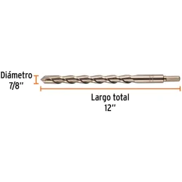 Brocas Concreto 7/8" x12" ZP3-1/2 Truper 11251 Truper-Brocas Concreto 7/8" x12" ZP3-1/2 Truper 11251 Cuerpo de acero al cromo qu