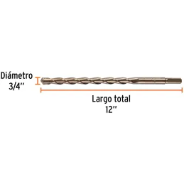 Brocas Concreto 3/4" x12" ZP3-1/2 Truper 11245 Truper-Brocas Concreto 3/4" x12" ZP3-1/2 Truper 11245 Cuerpo de acero al cromo qu