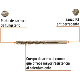 Brocas Concreto 1/2" x6" ZP3-13/32 Truper 11230 Truper-Brocas Concreto 1/2" x6" ZP3-13/32 Truper 11230 Cuerpo de acero al cromo 